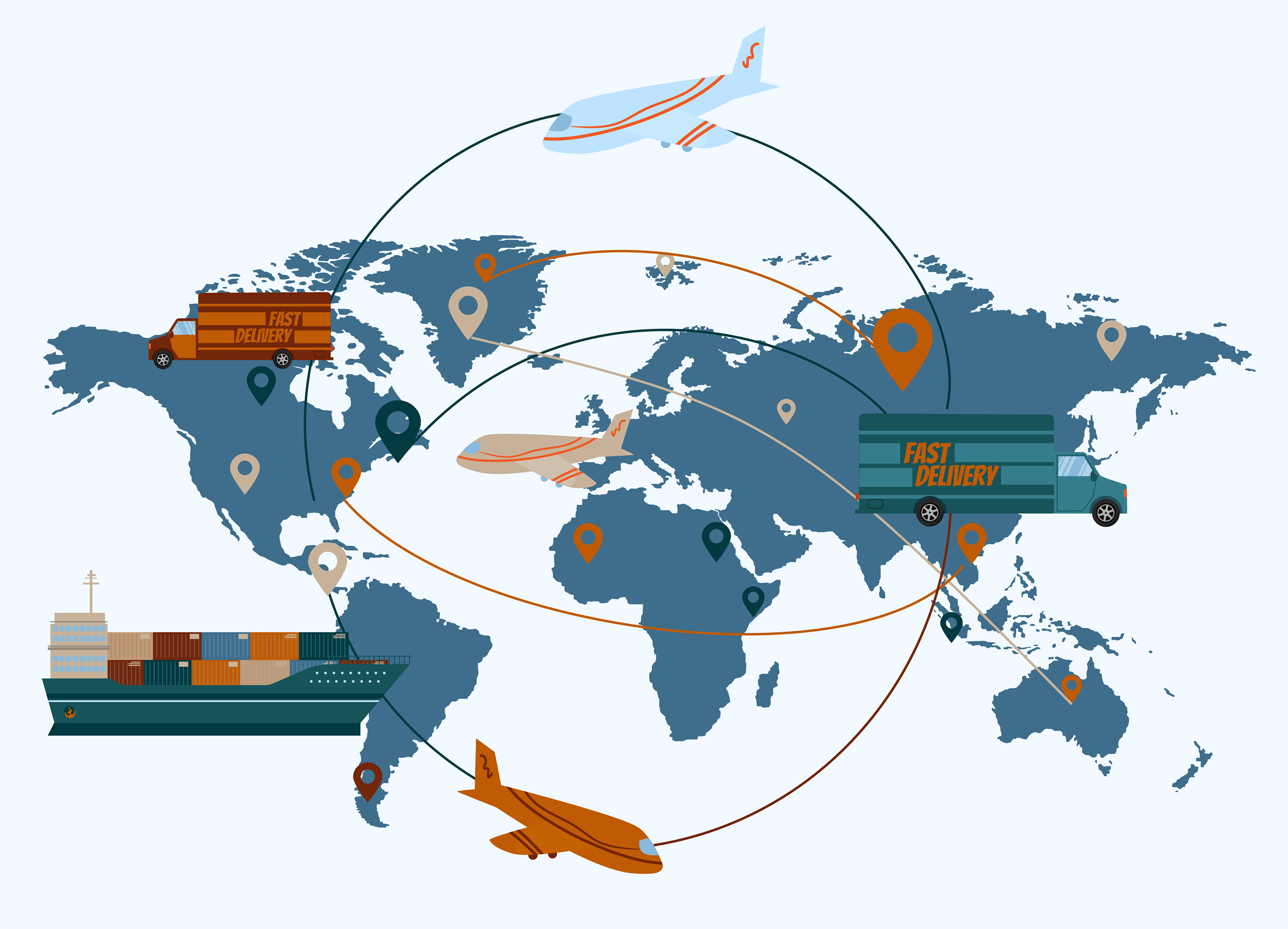 Carte des routes de transport